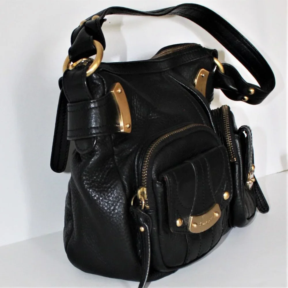 B. Makowsky Black Pebbled Leather Shoulder Bag - Picture 4 of 8